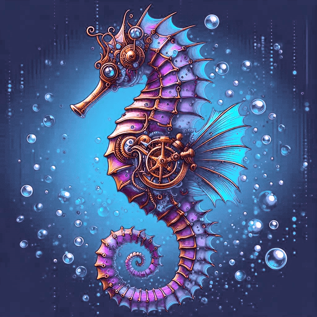 Drawing of a colorful seahorse